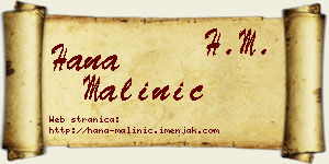 Hana Malinić vizit kartica